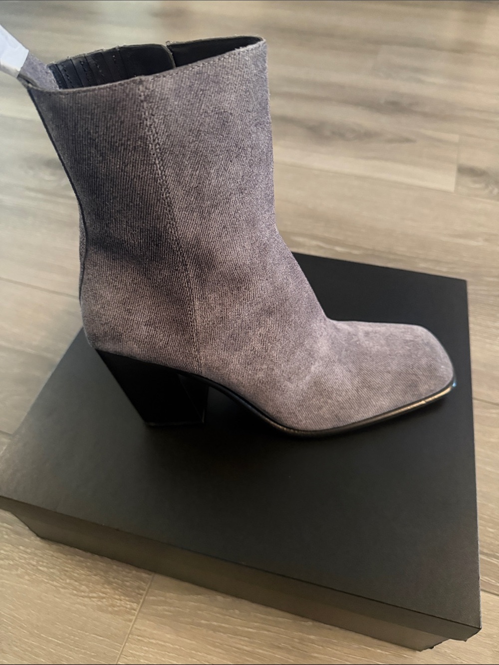 Alexander Wang Grey Suede Block Heel Ankle Boots - Women